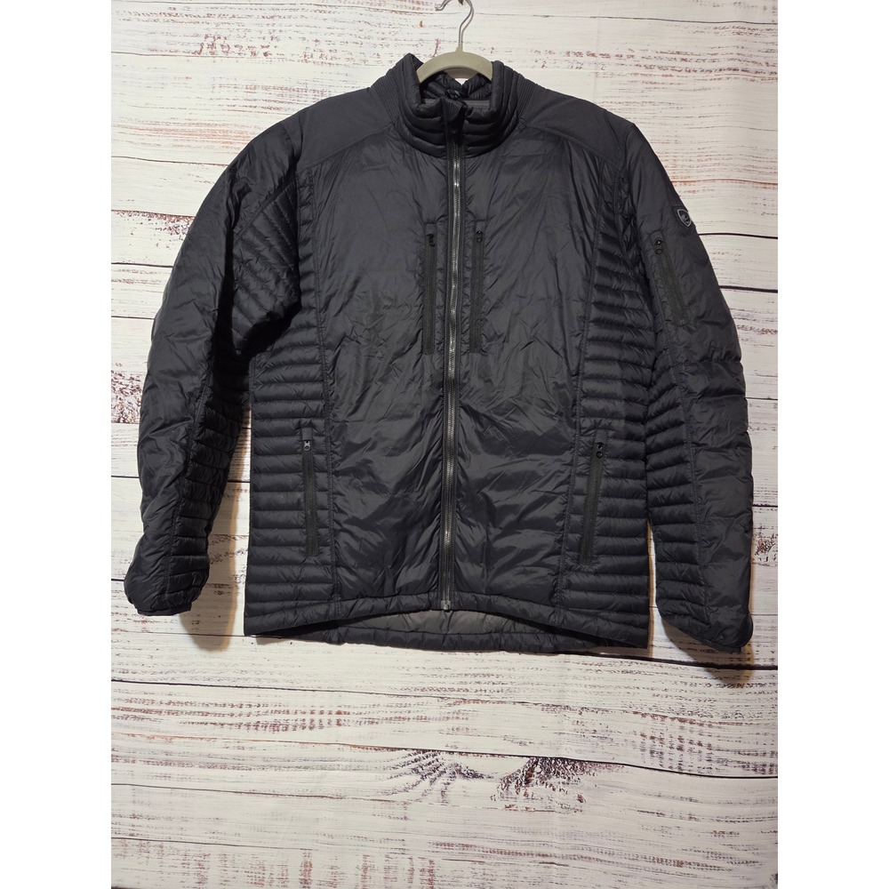KUHL Projekt Spyfire Down Jacket Mens Large Black Puffer Coat Goose Down